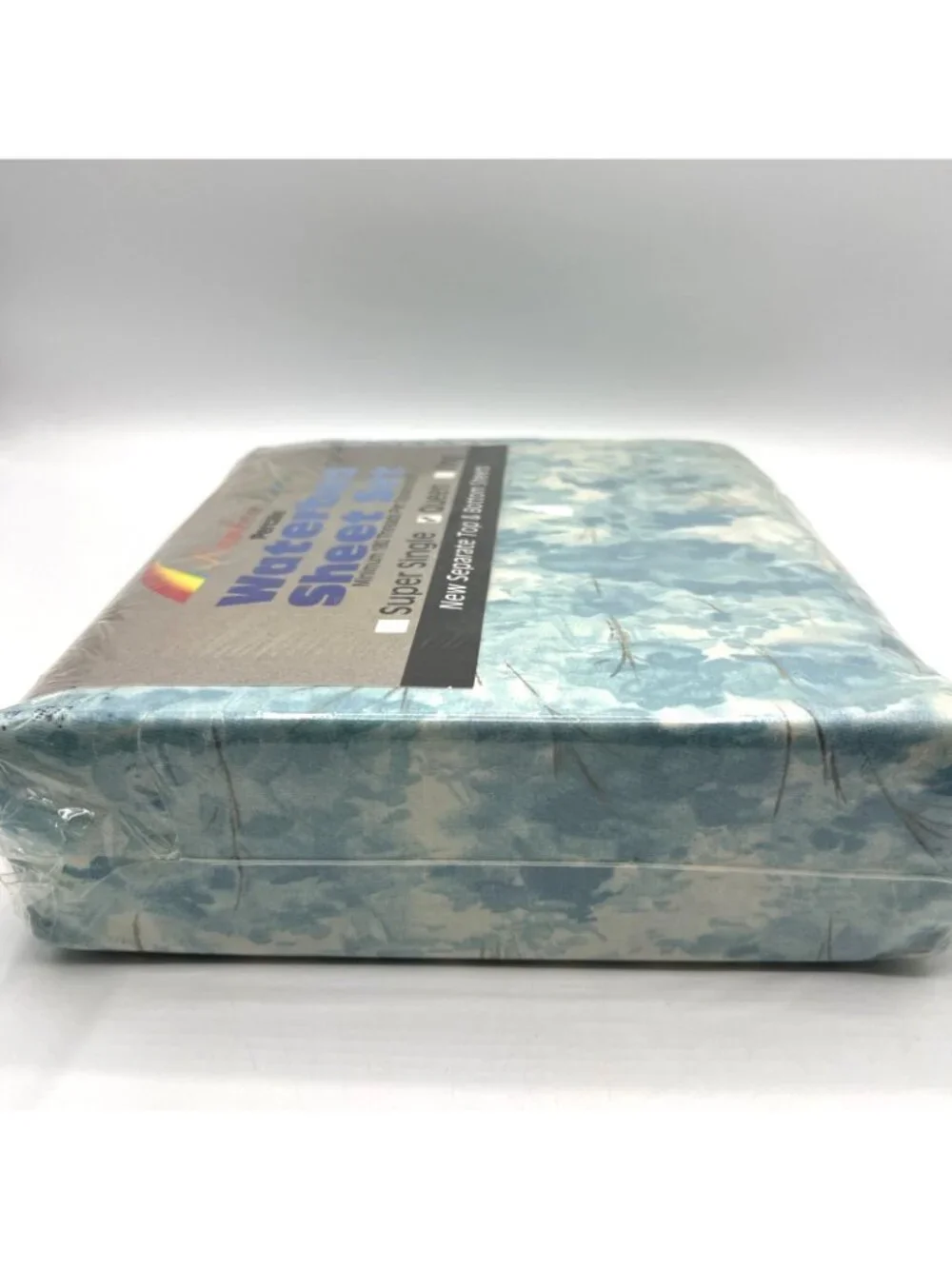 Rainbow Linens Waterbed Sheet Set 4pc Queen Blue Trees Cotton Polyester Vintage